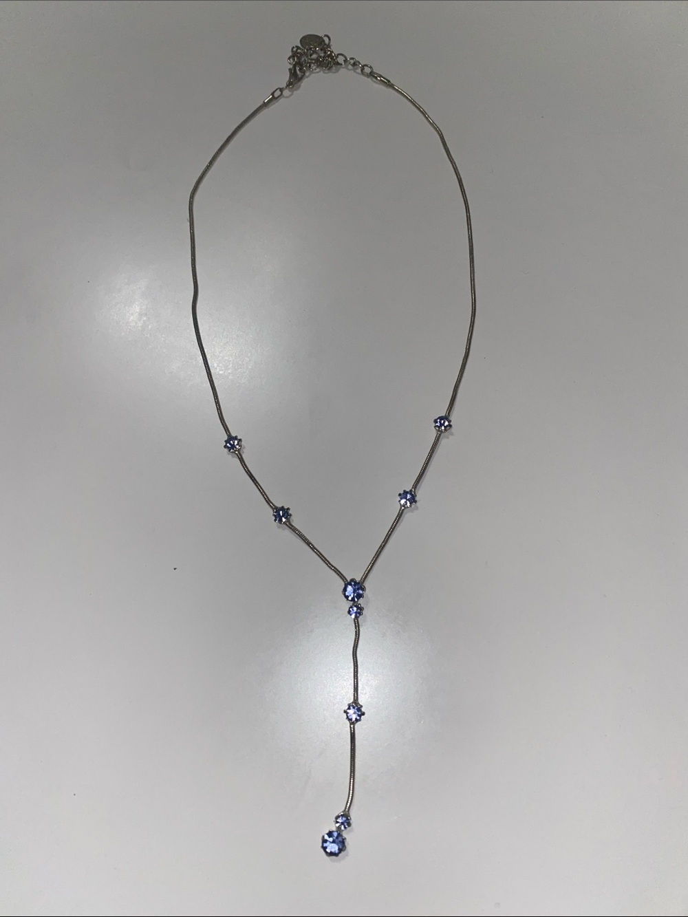 Delicate Silver Necklace with Blue Crystal Accents